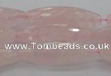 CRQ195 15.5 inches 10*30mm faceted rice natural rose quartz beads