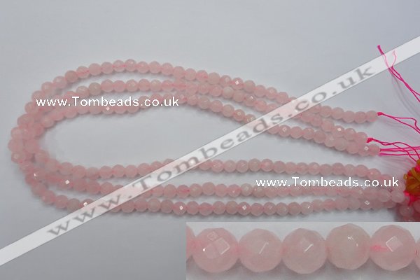 CRQ261 15.5 inches 6mm faceted round rose quartz beads