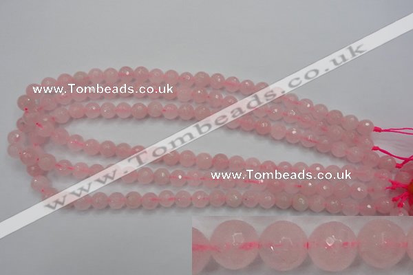 CRQ262 15.5 inches 8mm faceted round rose quartz beads