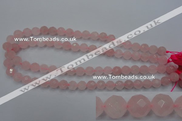 CRQ265 15.5 inches 10mm faceted round rose quartz beads