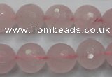 CRQ268 15.5 inches 14mm faceted round rose quartz beads