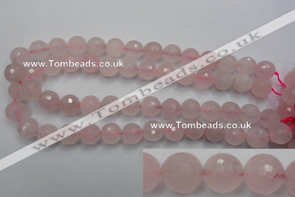 CRQ268 15.5 inches 14mm faceted round rose quartz beads