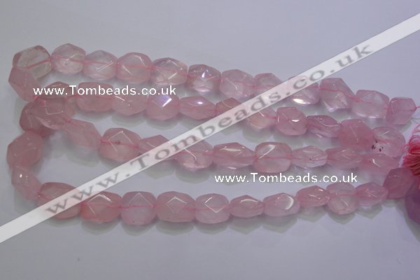 CRQ275 12*15mm – 15*19mm faceted nuggets rose quartz beads