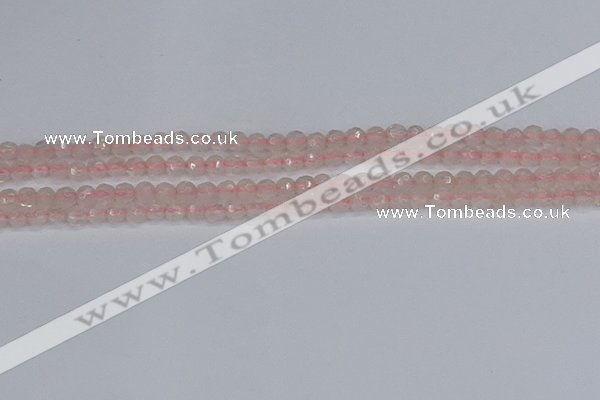 CRQ288 15.5 inches 4mm faceted round rose quartz gemstone beads