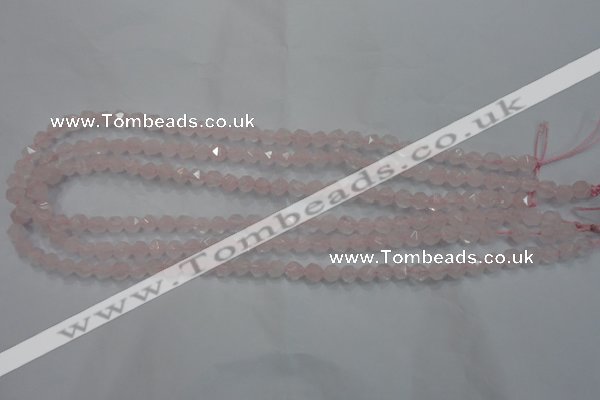 CRQ300 15 inches 6mm faceted nuggets rose quartz beads