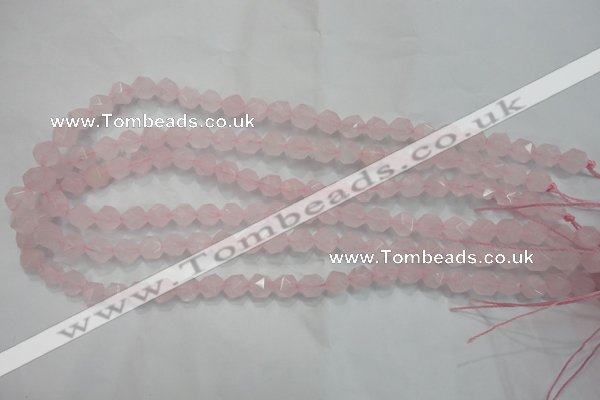 CRQ301 15 inches 8mm faceted nuggets rose quartz beads