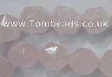 CRQ304 15 inches 14mm faceted nuggets rose quartz beads