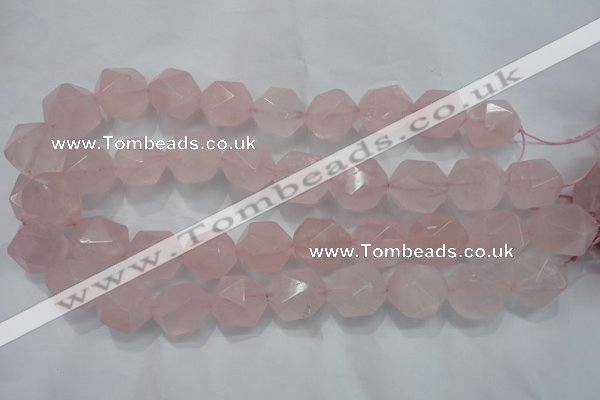 CRQ306 15 inches 18mm faceted nuggets rose quartz beads