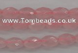 CRQ350 15.5 inches 6*9mm faceted rice rose quartz beads