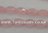 CRQ351 15.5 inches 8*12mm faceted rice rose quartz beads