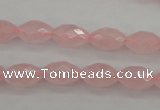 CRQ351 15.5 inches 8*12mm faceted rice rose quartz beads