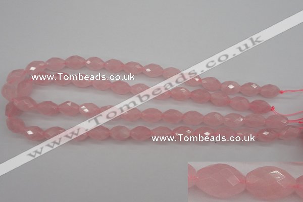 CRQ352 15.5 inches 10*14mm faceted rice rose quartz beads