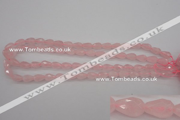 CRQ356 15.5 inches 8*12mm faceted teardrop rose quartz beads