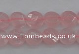 CRQ360 15.5 inches 8mm faceted coin rose quartz beads wholesale