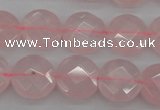 CRQ362 15.5 inches 15mm faceted coin rose quartz beads wholesale