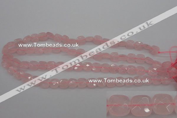 CRQ366 15.5 inches 10*10mm faceted square rose quartz beads