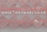 CRQ368 15.5 inches 8*8mm faceted diamond rose quartz beads