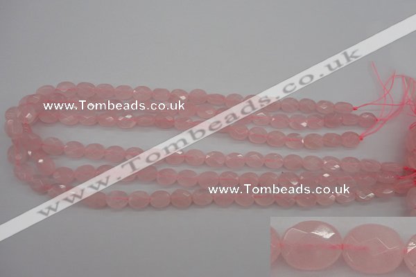 CRQ372 15.5 inches 8*10mm faceted oval rose quartz beads wholesale