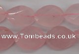 CRQ375 15.5 inches 15*20mm faceted & twisted oval rose quartz beads