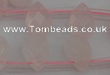 CRQ378 15.5 inches 8*12mm faceted briolette rose quartz beads