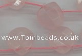 CRQ379 15.5 inches 10*10mm faceted briolette rose quartz beads