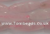 CRQ381 15.5 inches 10*30mm faceted rice rose quartz beads