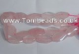 CRQ386 20*30mm - 22*35mm twisted & faceted freeform rose quartz beads