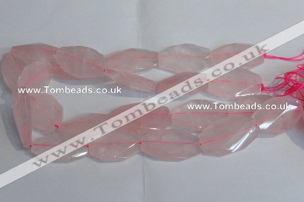 CRQ386 20*30mm - 22*35mm twisted & faceted freeform rose quartz beads