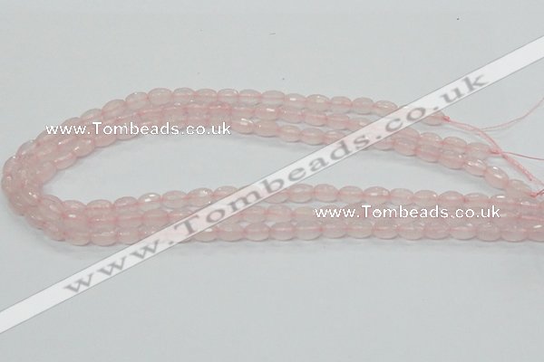 CRQ39 15.5 inches 6*10mm faceted rice natural rose quartz beads