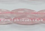 CRQ40 15.5 inches 10*30mm faceted rice natural rose quartz beads