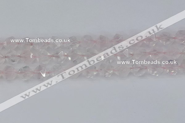 CRQ404 15.5 inches 12mm faceted nuggets rose quartz beads