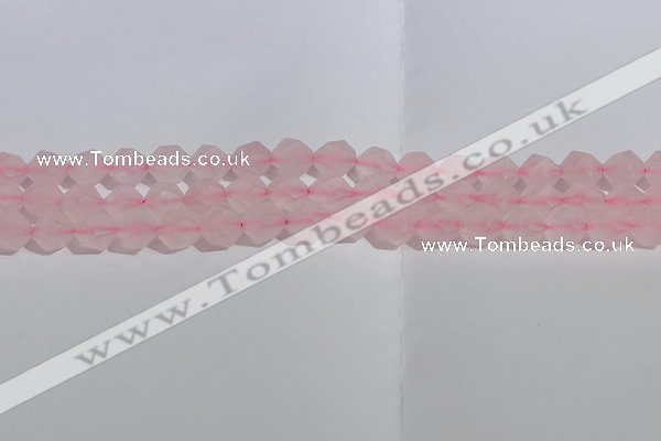 CRQ407 15.5 inches 8mm faceted nuggets matte rose quartz beads