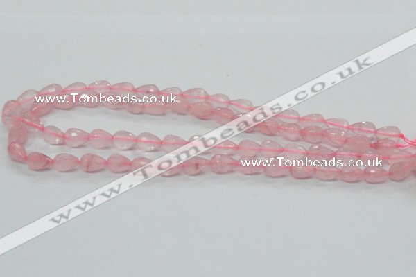 CRQ42 15.5 inches 8*12mm faceted teardrop natural rose quartz beads