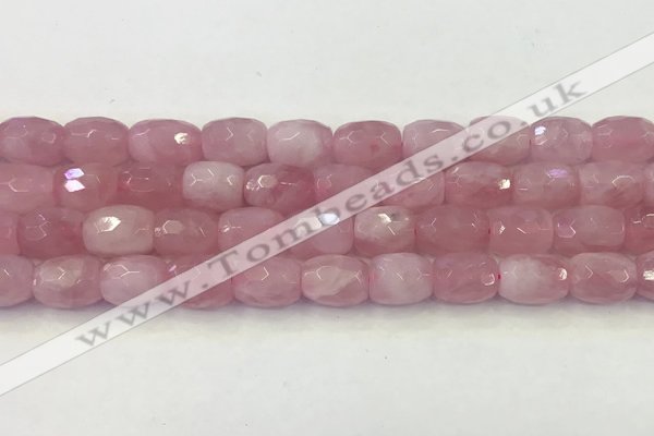 CRQ425 15.5 inches 10*15mm - 11*16mm faceted drum rose quartz beads