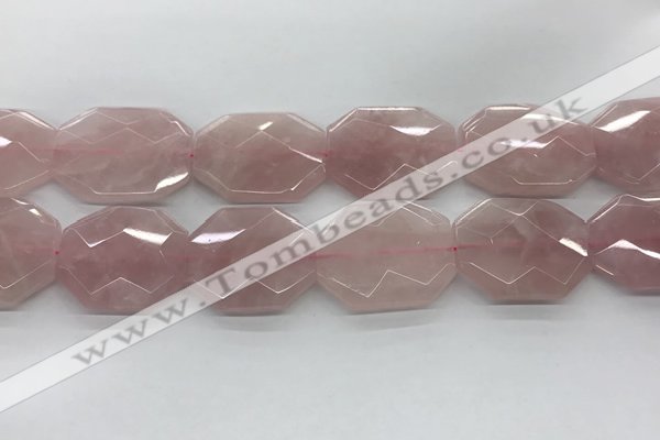 CRQ429 30*35mm - 35*45mm faceted octagonal rose quartz beads