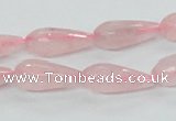 CRQ44 15.5 inches 8*20mm faceted teardrop natural rose quartz beads