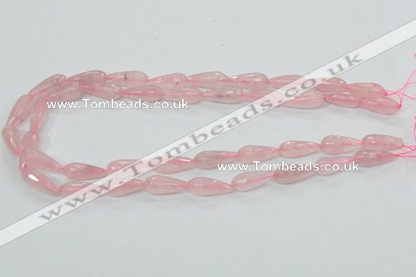 CRQ44 15.5 inches 8*20mm faceted teardrop natural rose quartz beads