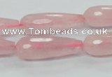CRQ45 15.5 inches 10*30mm faceted teardrop natural rose quartz beads