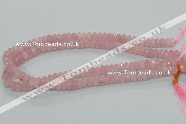 CRQ48 15.5 inches 6*10mm faceted rondelle natural rose quartz beads