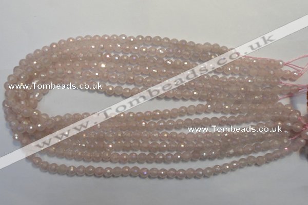 CRQ511 15.5 inches 6mm faceted round AB-color rose quartz beads