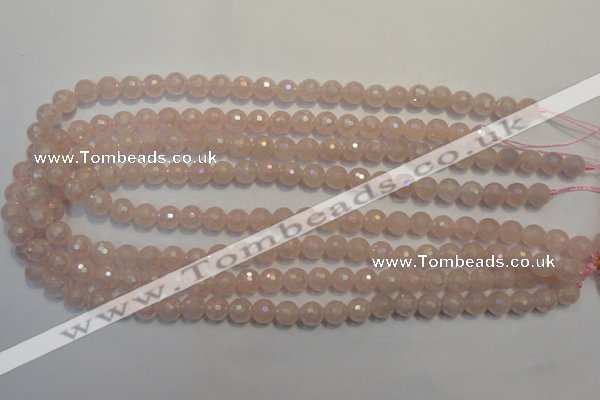 CRQ512 15.5 inches 8mm faceted round AB-color rose quartz beads