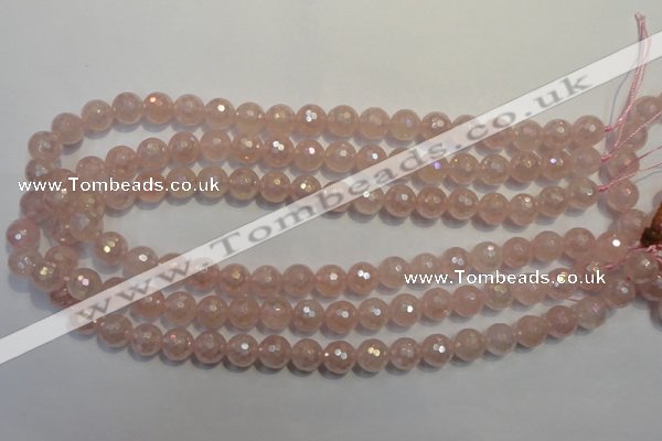 CRQ513 15.5 inches 10mm faceted round AB-color rose quartz beads