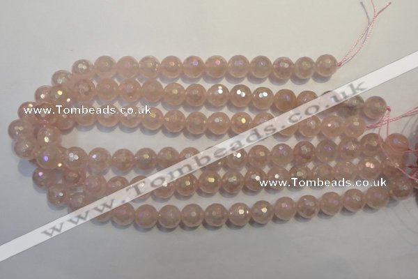 CRQ515 15.5 inches 14mm faceted round AB-color rose quartz beads