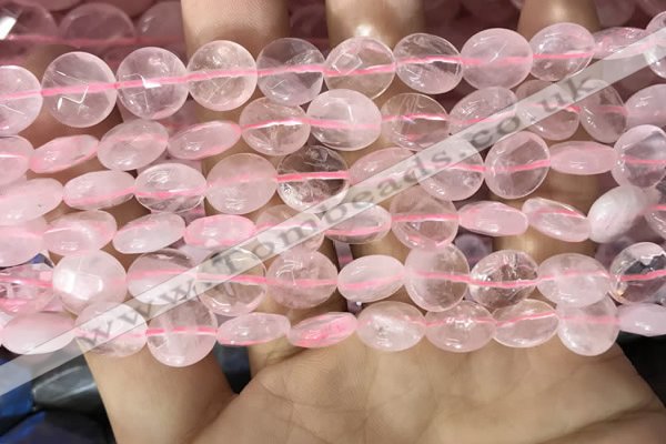 CRQ551 15.5 inches 10mm faceted coin rose quartz beads wholesale