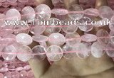 CRQ554 15.5 inches 16mm faceted coin rose quartz beads wholesale