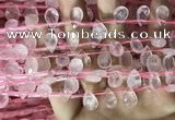 CRQ559 Top drilled 8*12mm faceted briolette rose quartz beads