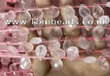 CRQ560 Top drilled 10*14mm faceted briolette rose quartz beads