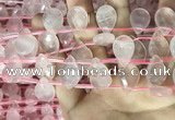 CRQ563 Top drilled 13*18mm faceted briolette rose quartz beads