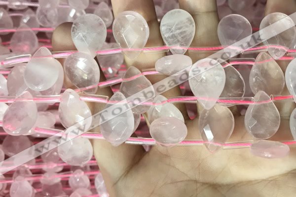 CRQ563 Top drilled 13*18mm faceted briolette rose quartz beads