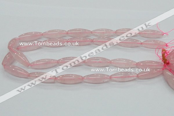 CRQ57 15.5 inches 10*30mm rice natural rose quartz beads wholesale